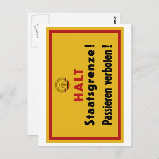 Halt Staatsgrenze! Berliner Mauer, deutsches Zeich Postkarte (Vorne/Hinten)