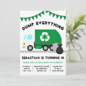 Halte alles! Müll, Recycelnd Lkw Geburtstag Einladung (Stehend Vorderseite)