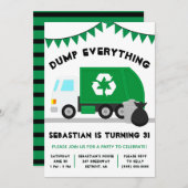 Halte alles! Müll, Recycelnd Lkw Geburtstag Einladung (Vorne/Hinten)