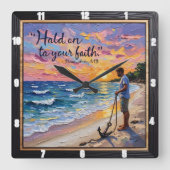 Halte an deinem Glauben fest. 1 Timothy 1:19 Quadratische Wanduhr (Vorderseite)