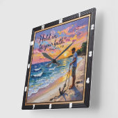 Halte an deinem Glauben fest. 1 Timothy 1:19 Quadratische Wanduhr (Winkel)