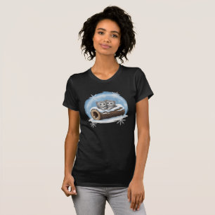 Halte durch Babykatze im Schnee Süße hängende Katz T-Shirt
