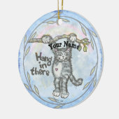 Halte Durch Katze Keramik Ornament (Links)