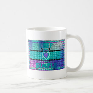 Halte es einfach: Cyan Heart & Clarity Pattern Art Kaffeetasse