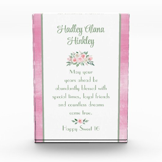 Halte Geschenk! Unique Sweet 16 Foto Block (Vorderseite)