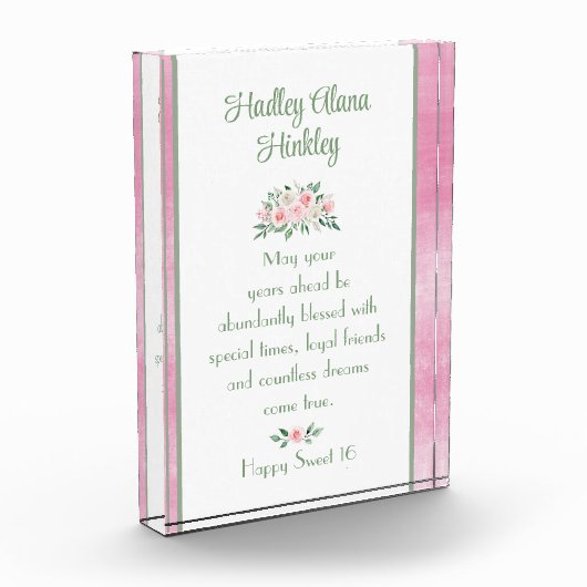 Halte Geschenk! Unique Sweet 16 Foto Block (Links)