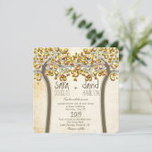 Haltegriffe Bäume Liebe Rustikale Hochzeit im Herb Einladung (Stehend Vorderseite)