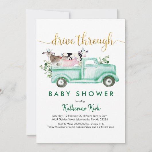 Haltegurt durch Babydusche Einladung (Vorderseite)