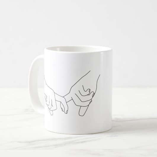 Haltehandschuhe Minimal Line Art Niedlich Einfache Kaffeetasse (Vorderseite Links)