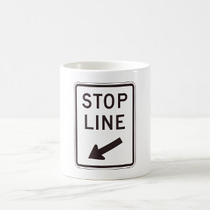 Haltelinien-Straßenschild Kaffeetasse
