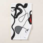 Haltemuster: Abstrakt schwarz, weiß, grau und rot Badhandtuch Set (Handtuch)