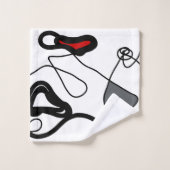 Haltemuster: Abstrakt schwarz, weiß, grau und rot Badhandtuch Set (Waschlappen)