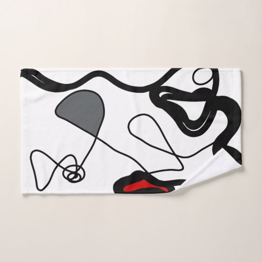 Haltemuster: Abstrakt schwarz, weiß, grau und rot Badhandtuch Set (Handtuch)