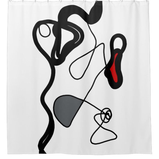 Haltemuster: Abstrakt schwarz, weiß, grau und rot Duschvorhang (Vorderseite)