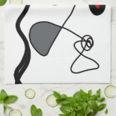 Haltemuster: Abstrakt schwarz, weiß, grau und rot Geschirrtuch (Gefaltet)