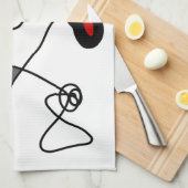 Haltemuster: Abstrakt schwarz, weiß, grau und rot Geschirrtuch (Viertel Falte)