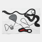 Haltemuster: Abstrakt schwarz, weiß, grau und rot Geschirrtuch (Horizontal)