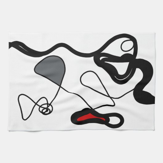 Haltemuster: Abstrakt schwarz, weiß, grau und rot Geschirrtuch (Horizontal)