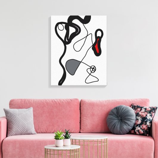 Haltemuster: Abstrakt schwarz, weiß, grau und rot Leinwanddruck (Insitu (Wohnzimmer))