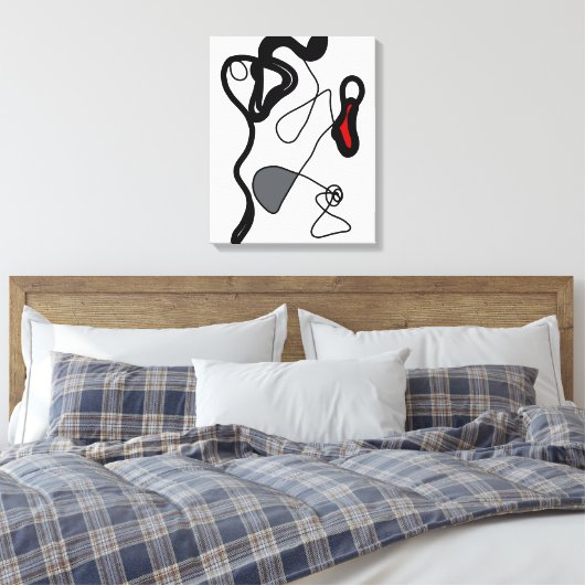 Haltemuster: Abstrakt schwarz, weiß, grau und rot Leinwanddruck (Insitu (Schlafzimmer))