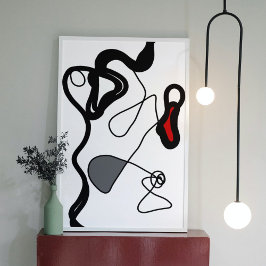 Haltemuster: Abstrakt schwarz, weiß, grau und rot Leinwanddruck