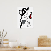 Haltemuster: Abstrakt schwarz, weiß, grau und rot Poster (Küche)