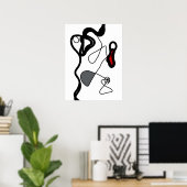 Haltemuster: Abstrakt schwarz, weiß, grau und rot Poster (Heimbüro)