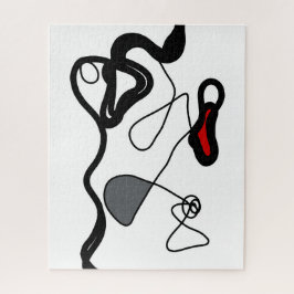 Haltemuster: Abstrakt schwarz, weiß, grau und rot Puzzle