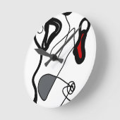 Haltemuster: Abstrakt schwarz, weiß, grau und rot Runde Wanduhr (Winkel)