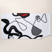 Haltemuster: Abstrakt schwarz, weiß, grau und rot Strandtuch (Vorderseite)