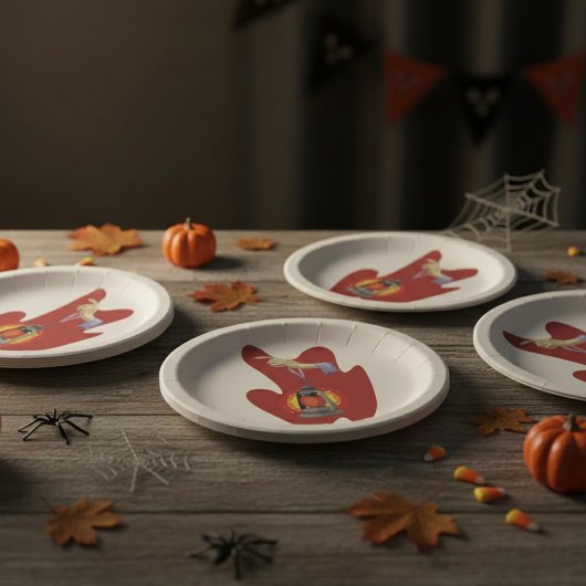 Halten einer Laterne Pappteller