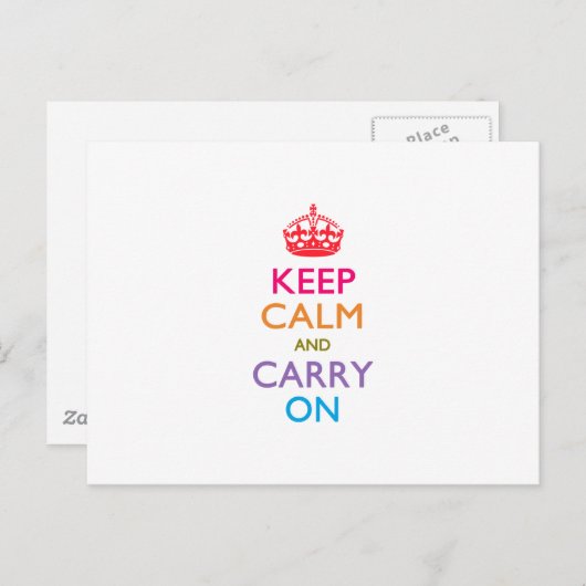 HALTEN SIE CALM UND TRAGEN SIE AUF mehrfarbig AUF Postkarte (Vorne/Hinten)