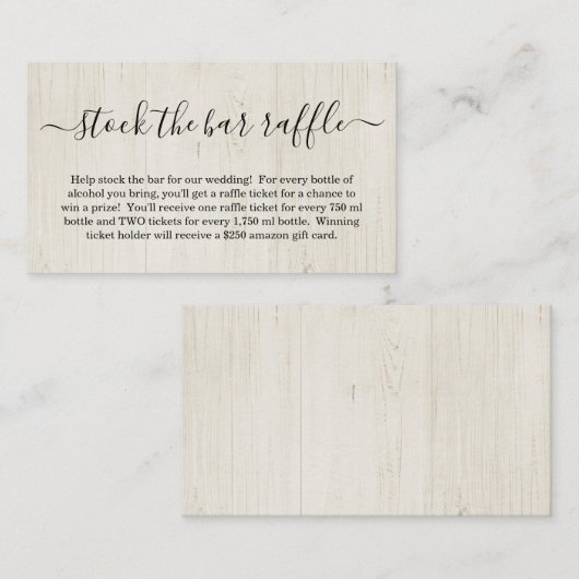 Halten Sie die Einladung zur Bar Raffle Card Brida (Vorne/Hinten)