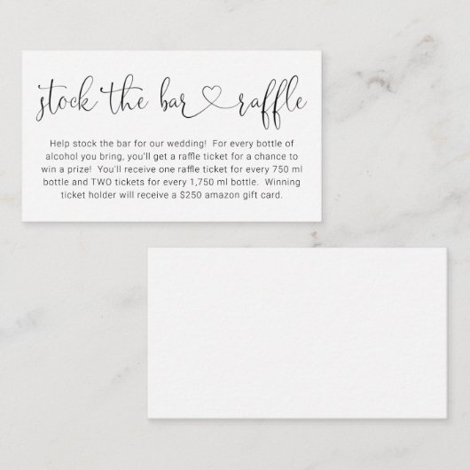 Halten Sie die Einladung zur Bar Raffle Card Brida (Vorne/Hinten)