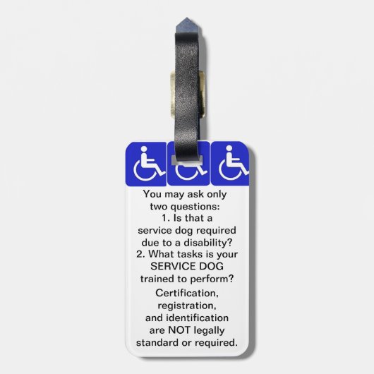 Halten Sie Hund-ADA-Gesetzesumbau instand Gepäckanhänger (Rückseite vertikal)