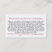 Halten Sie Hundeinformationen für Geschäfte Visitenkarte (Rückseite)