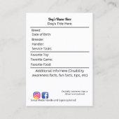 Halten Sie HundeTrading Card instand Visitenkarte (Rückseite)