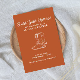 Halten Sie Ihre Pferde lustige Hochzeit mit Wester Save The Date