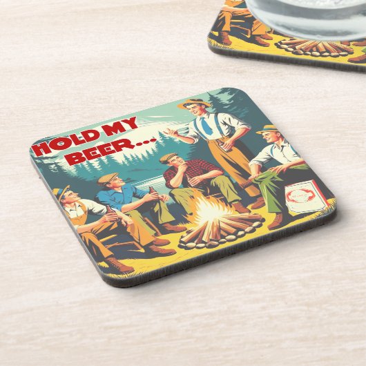 Halten Sie mein Bier-Camping fest Getränkeuntersetzer (Linke Seite)