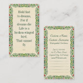 Halten Sie schnell zu den Träumen, denn, wenn Visitenkarte (Vorne/Hinten)