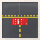 Haltepunktmarkierung 13R-31L Glasuntersetzer (Vorderseite)