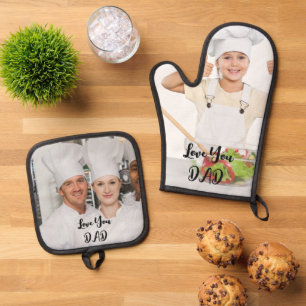 Halter-Set für Töpfe mit individuellem Foto Ofenhandschuh & Topflappen-Set