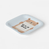 Halteschild niedliche blaue Babydusche Pappteller (Gewinkelt)