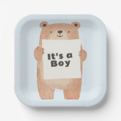 Halteschild niedliche blaue Babydusche Pappteller (Vorderseite)