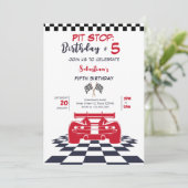 Haltestelle: Rennwagen Kindergeburtstag Einladung (Stehend Vorderseite)