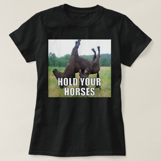 Haltet Eure Pferde Lustiges Meme T-Shirt (Design vorne)