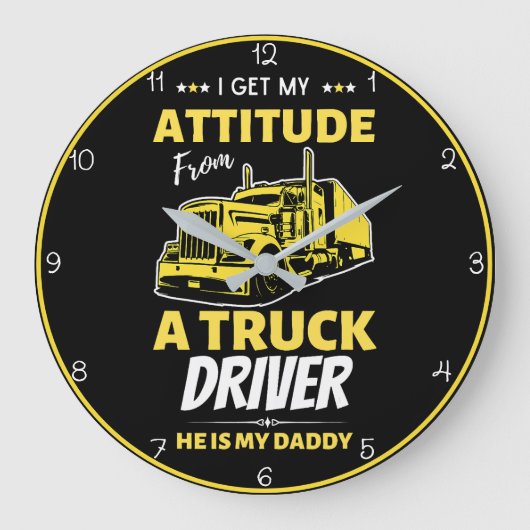 Haltung von meinem Lkw-Fahrer Daddy Große Wanduhr (Vorderseite)