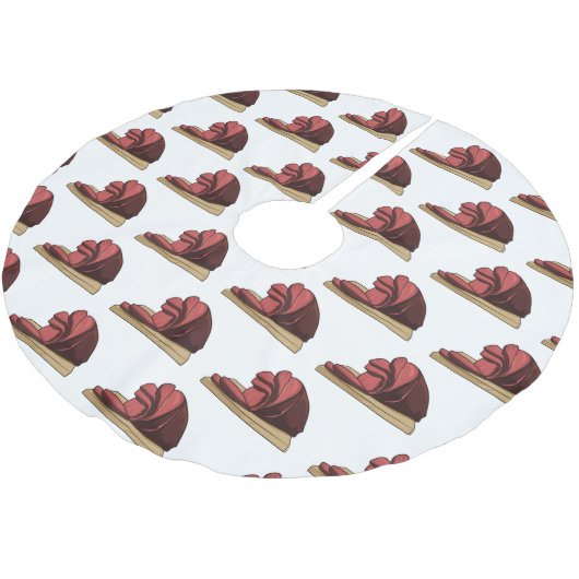 Ham Cartoon-Abbildung Polyester Weihnachtsbaumdecke (Schrägansicht)