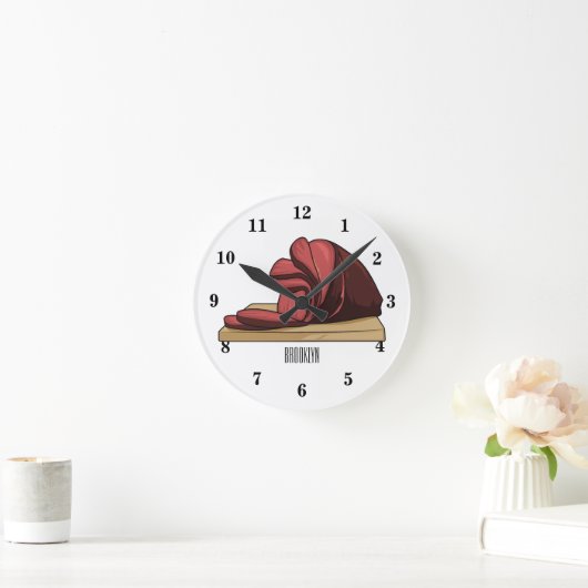 Ham Cartoon-Abbildung Runde Wanduhr (Zuhause)