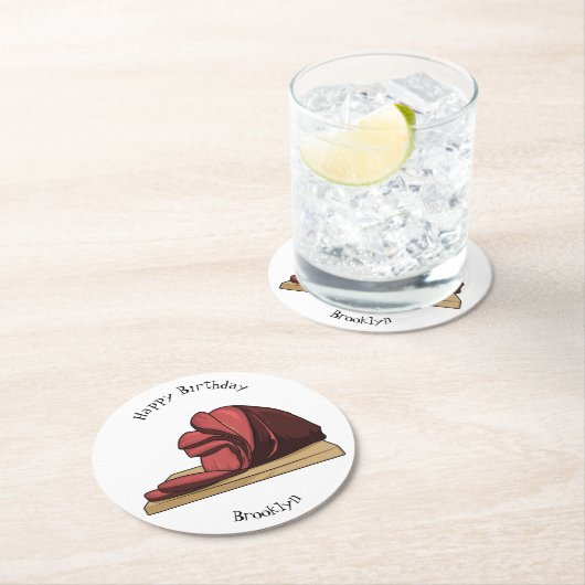 Ham Cartoon-Abbildung Runder Pappuntersetzer (Vor Ort)